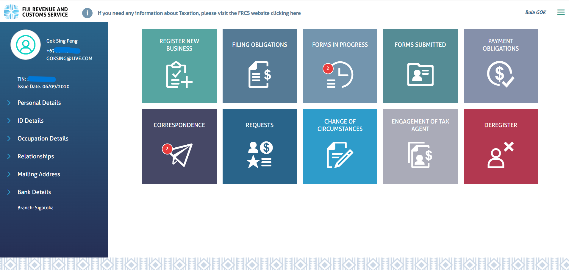 Taxpayer Online Services Portal